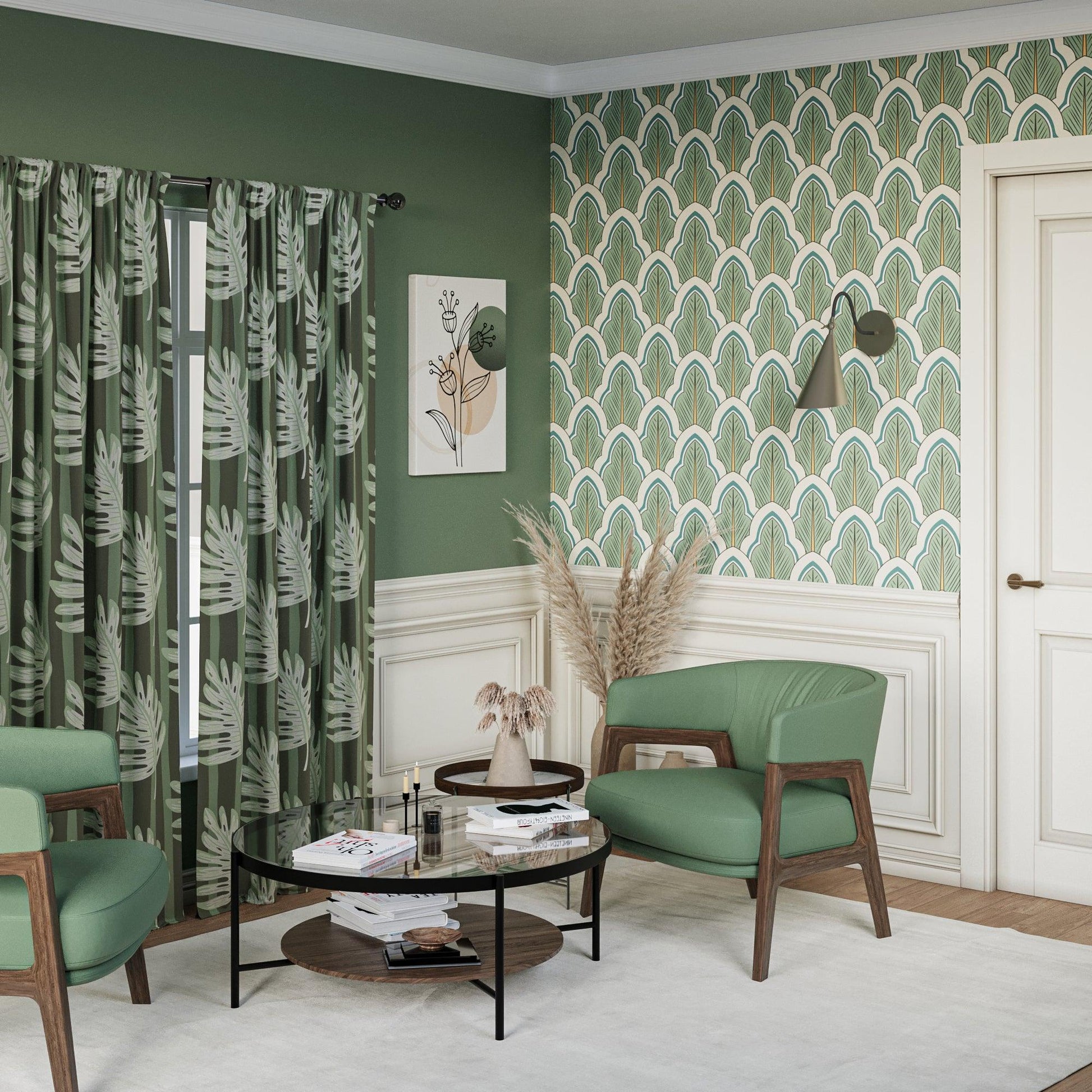 Emerald Elegance Window Curtains - ArtessaFusion