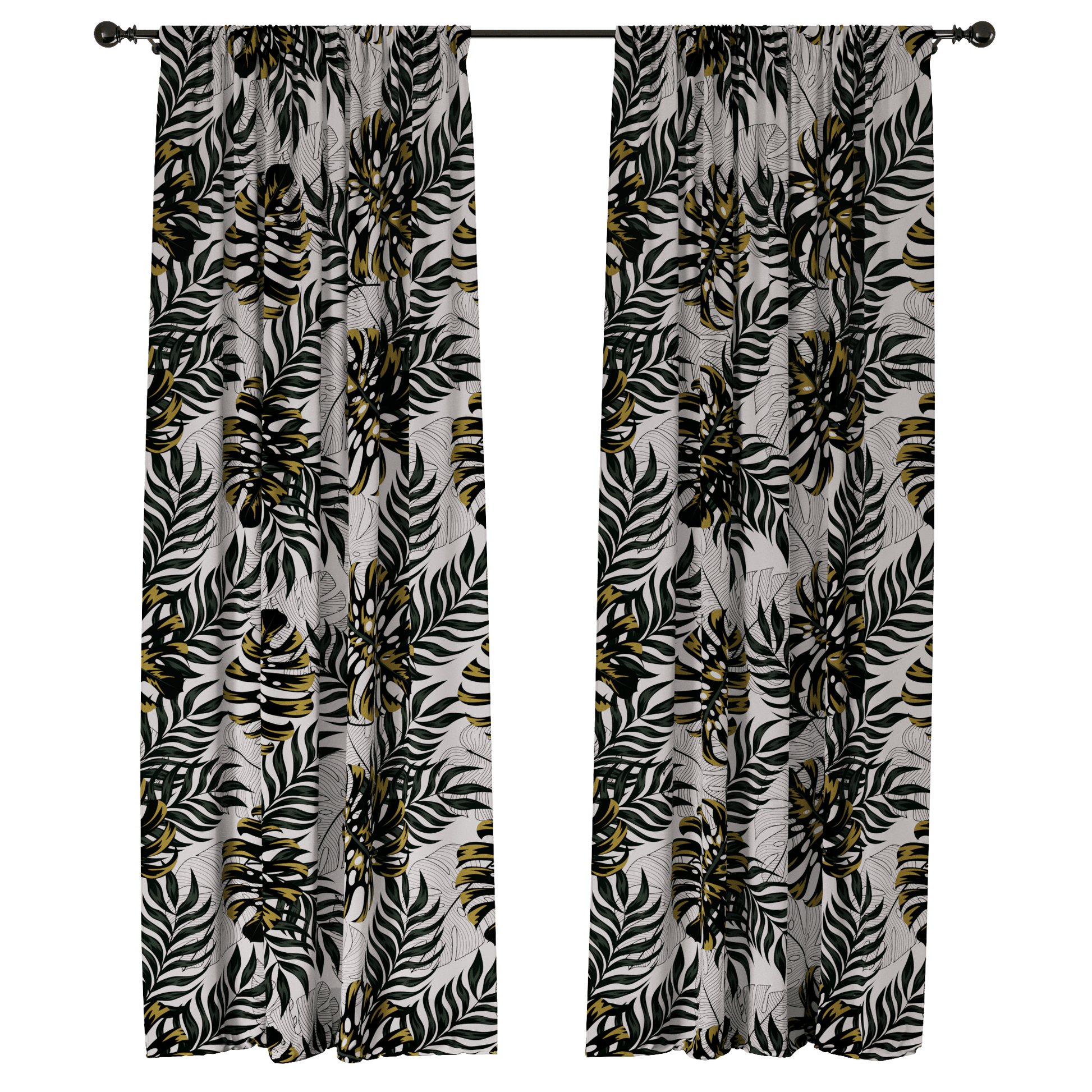 Monstera Symmetry Window Curtains - ArtessaFusion