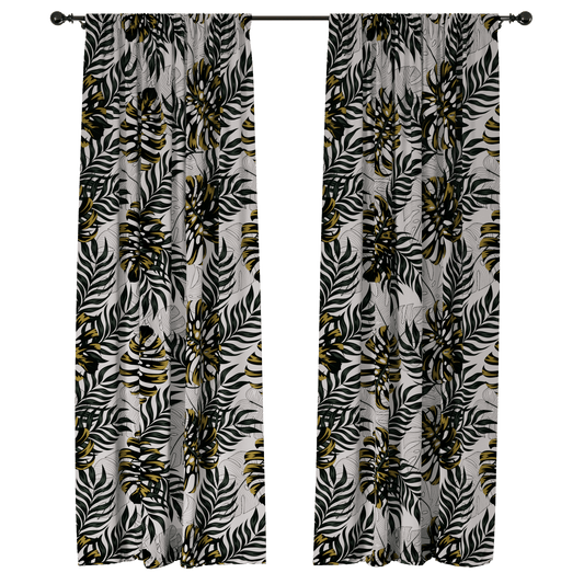 Monstera Symmetry Window Curtains - ArtessaFusion