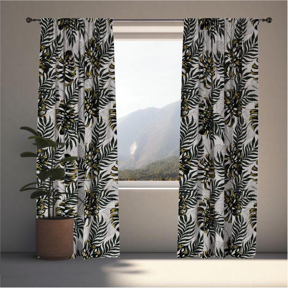 Monstera Symmetry Window Curtains - ArtessaFusion